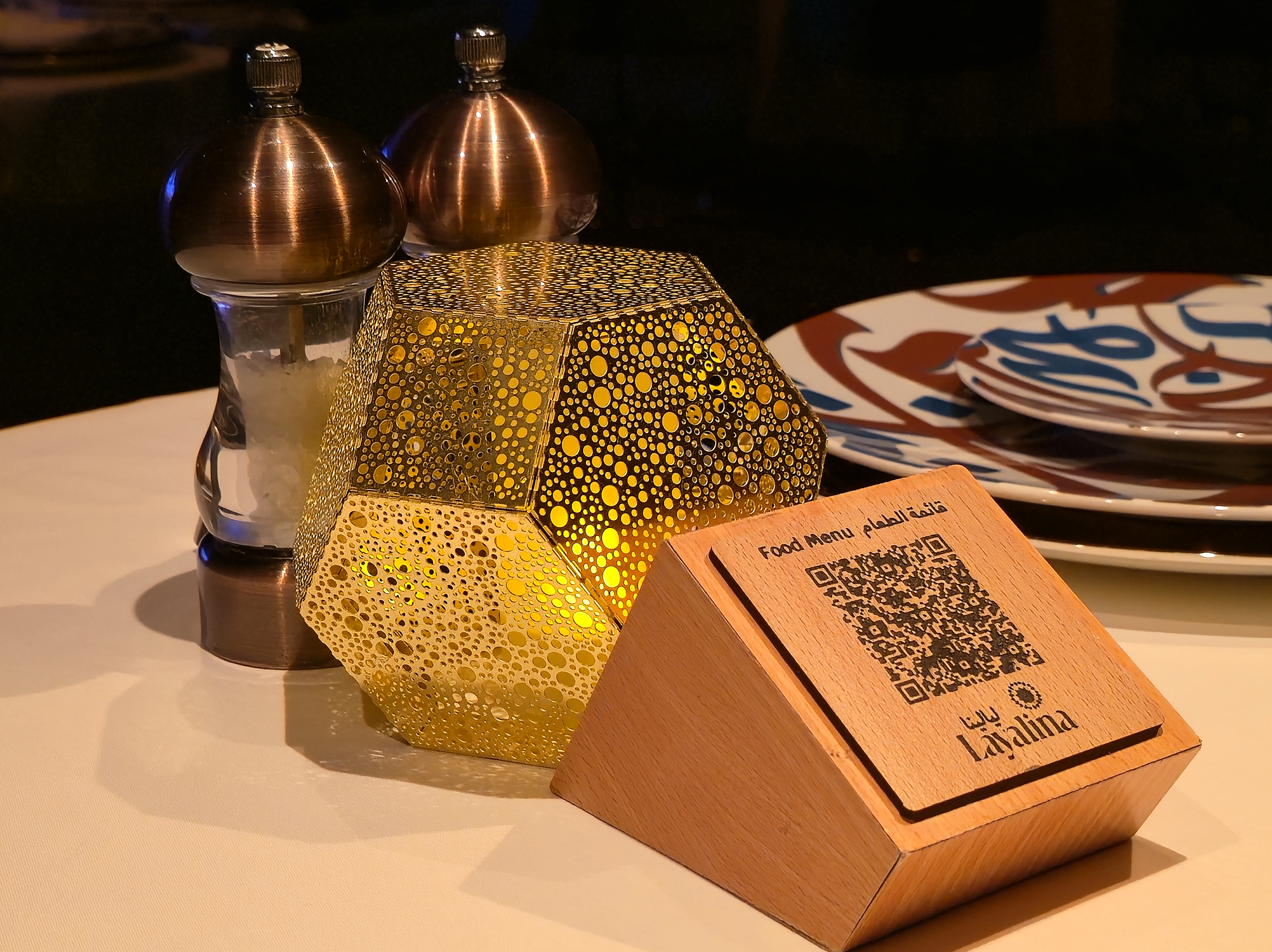 A detail of the table setting