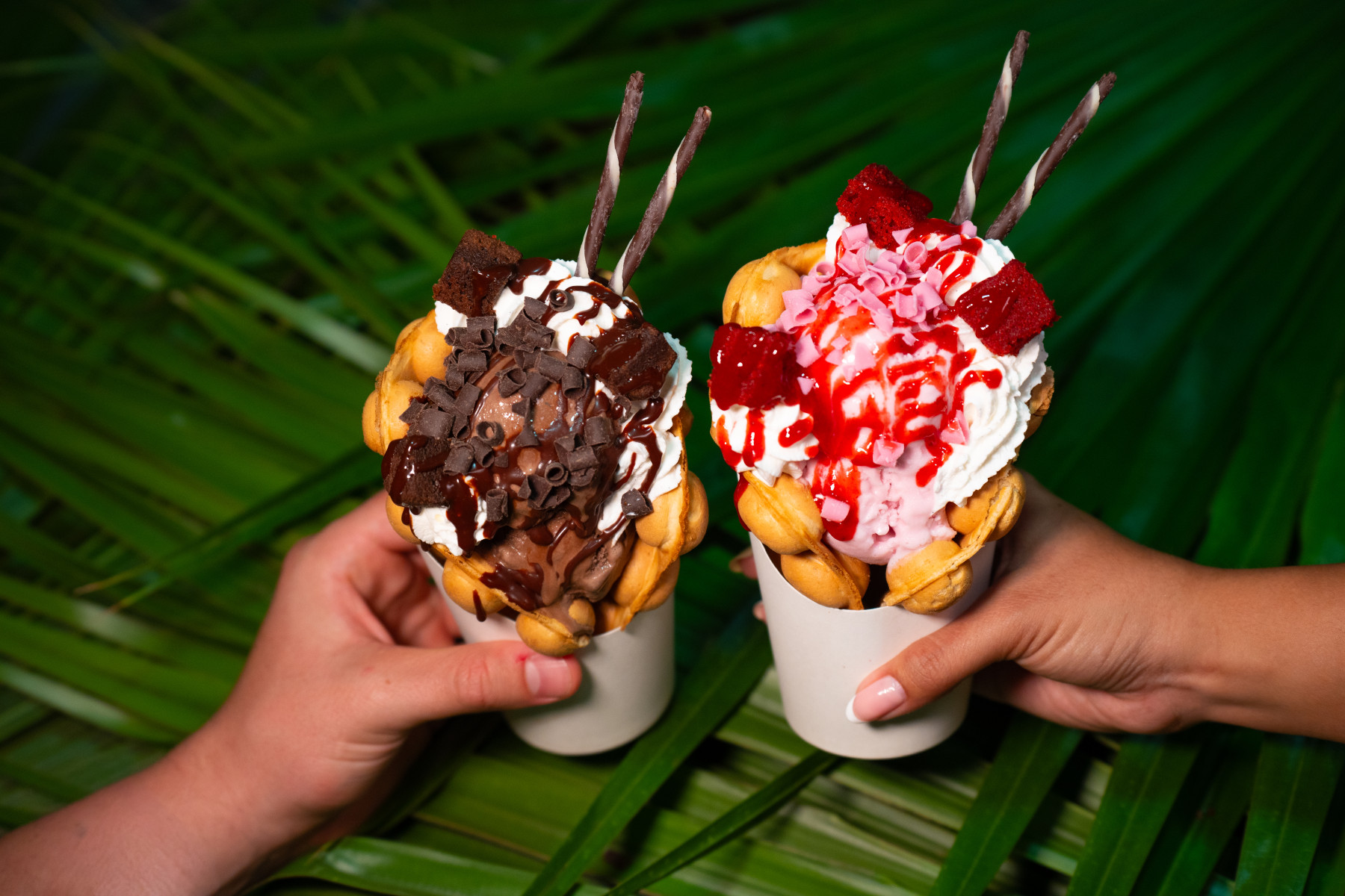 Copos de waffle bubble com gelado Tidal Treats