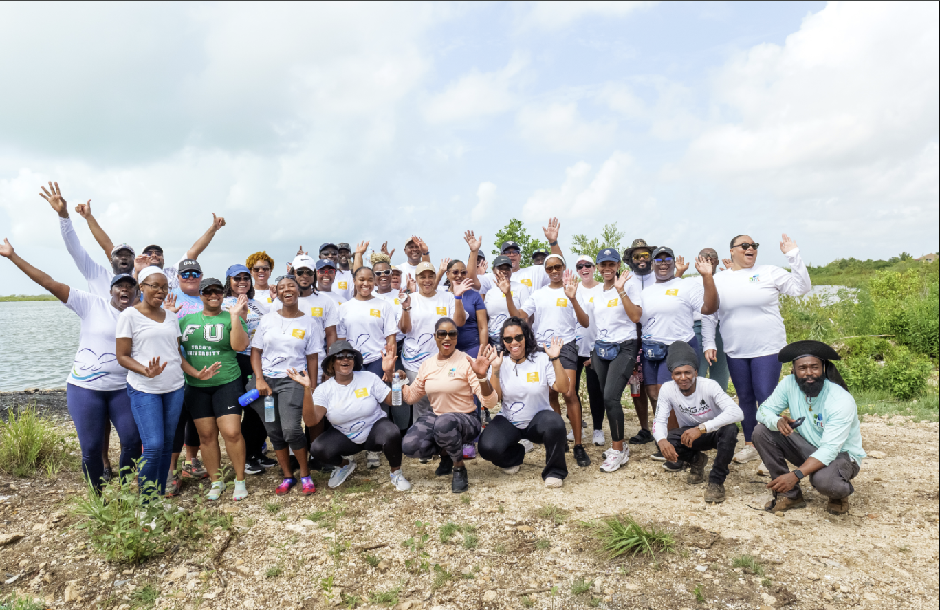 Nassau Cruise Port volunteers during the coastal cleanup at Bonefish Pond National Park in The Bahamas
