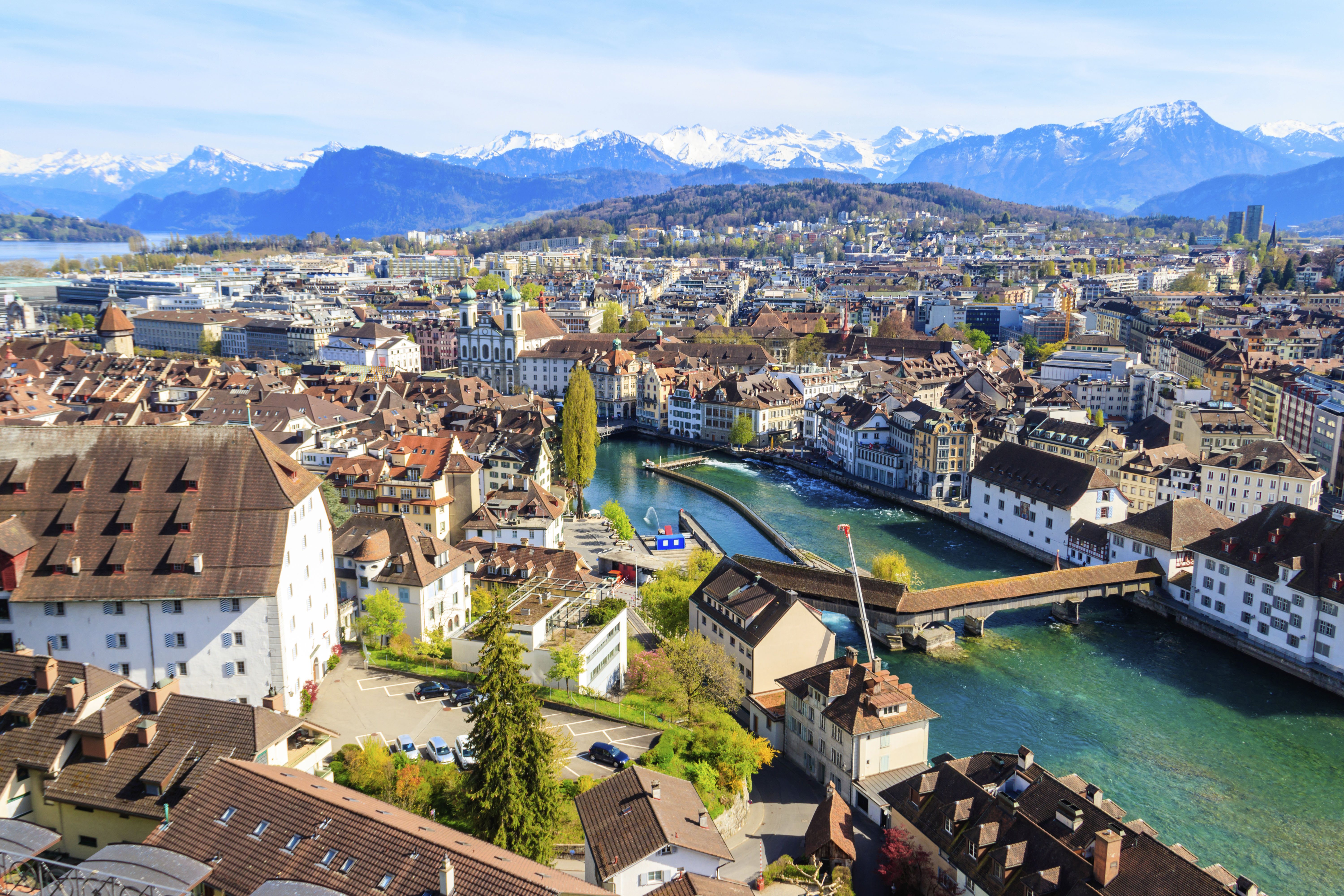 Reuss River in Lucerne, Switzerland
