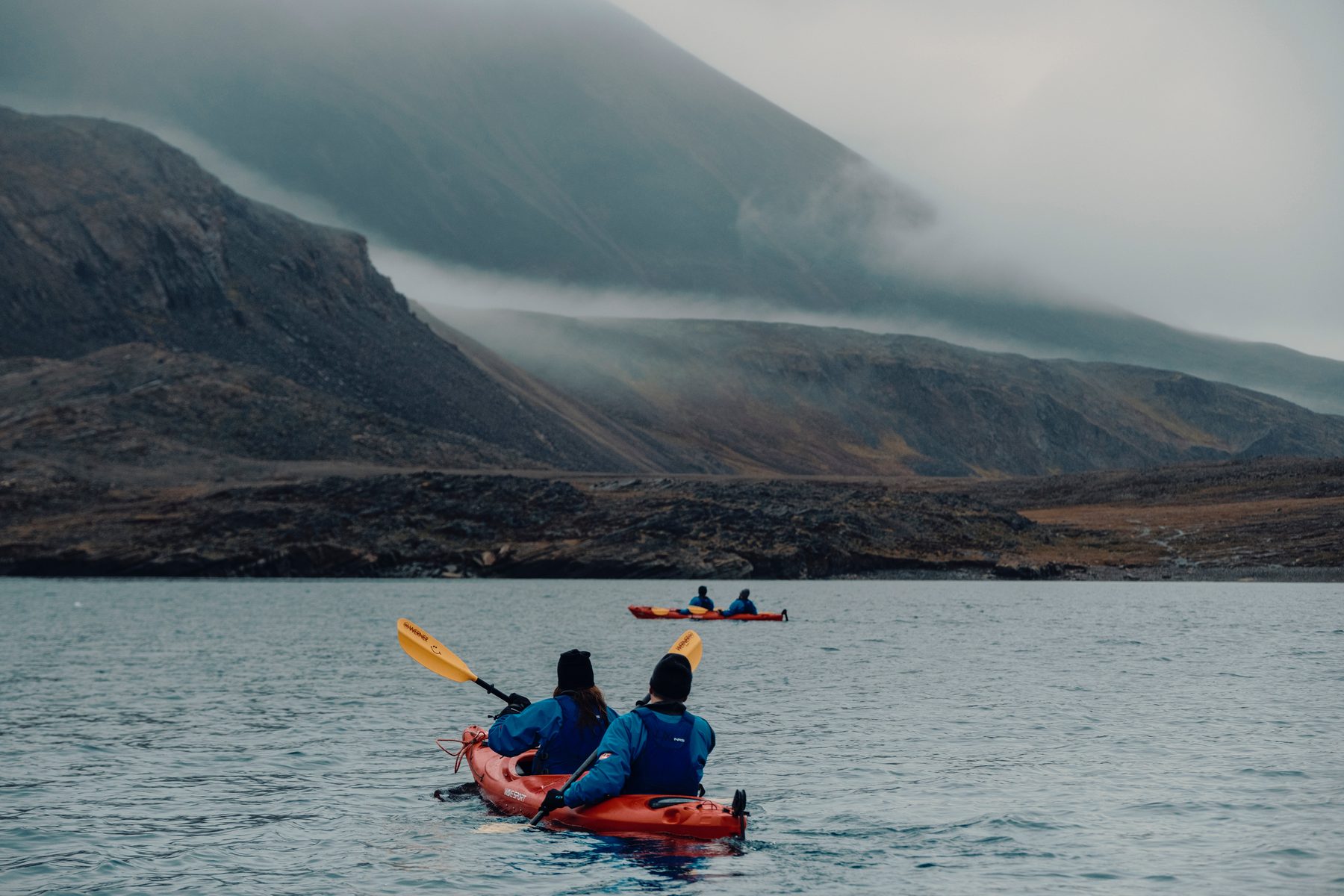 Kayaking in Dundas Harbour, Arctic Canada.