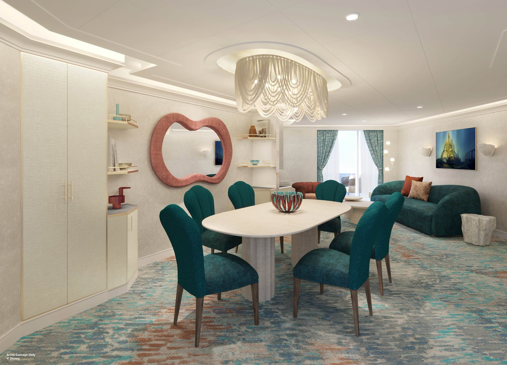 The Royal Reef Suites will feature colors and patterns from The Little Mermaid